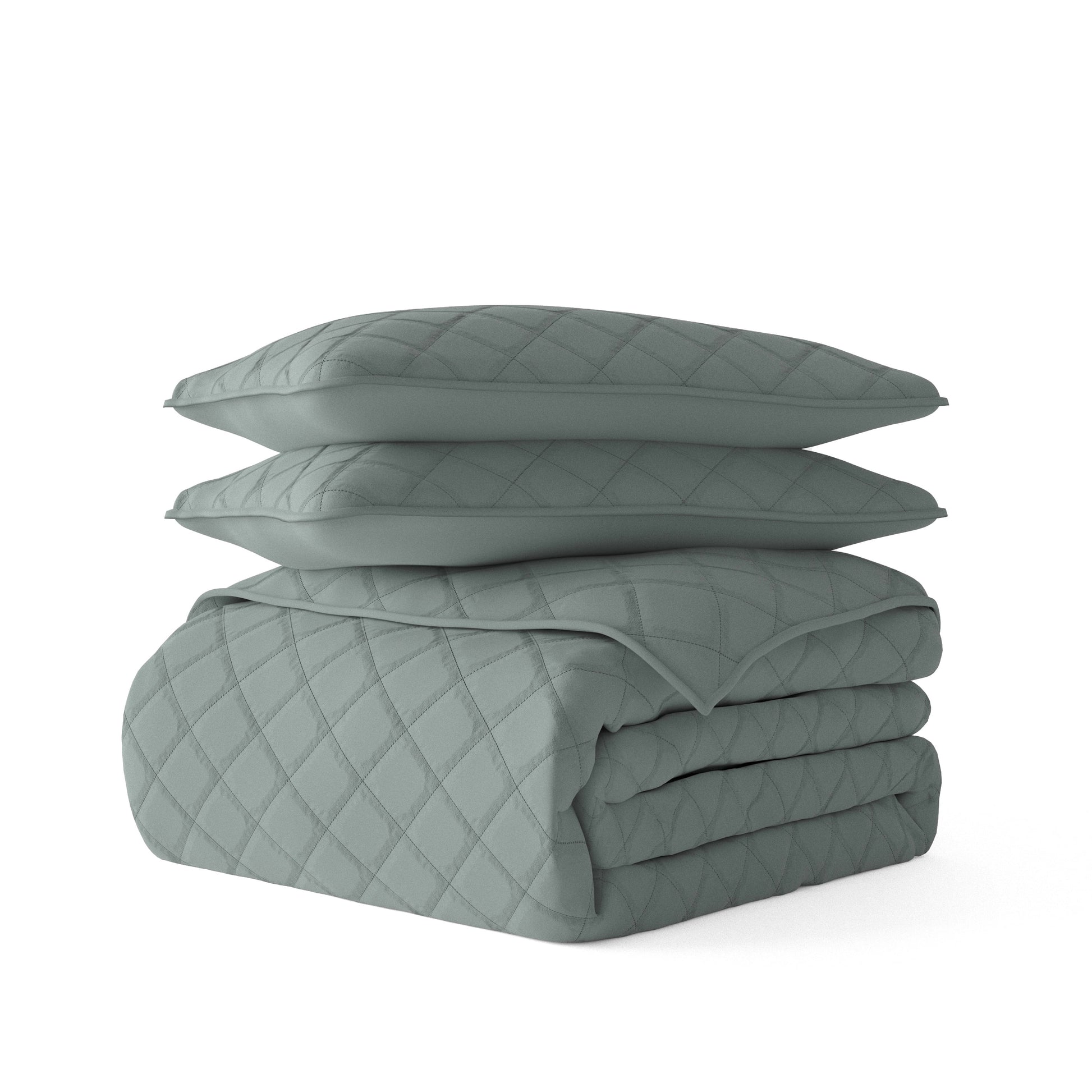 3-Piece Eucalyptus Diamond Quilt Set, Twin / Twin XL