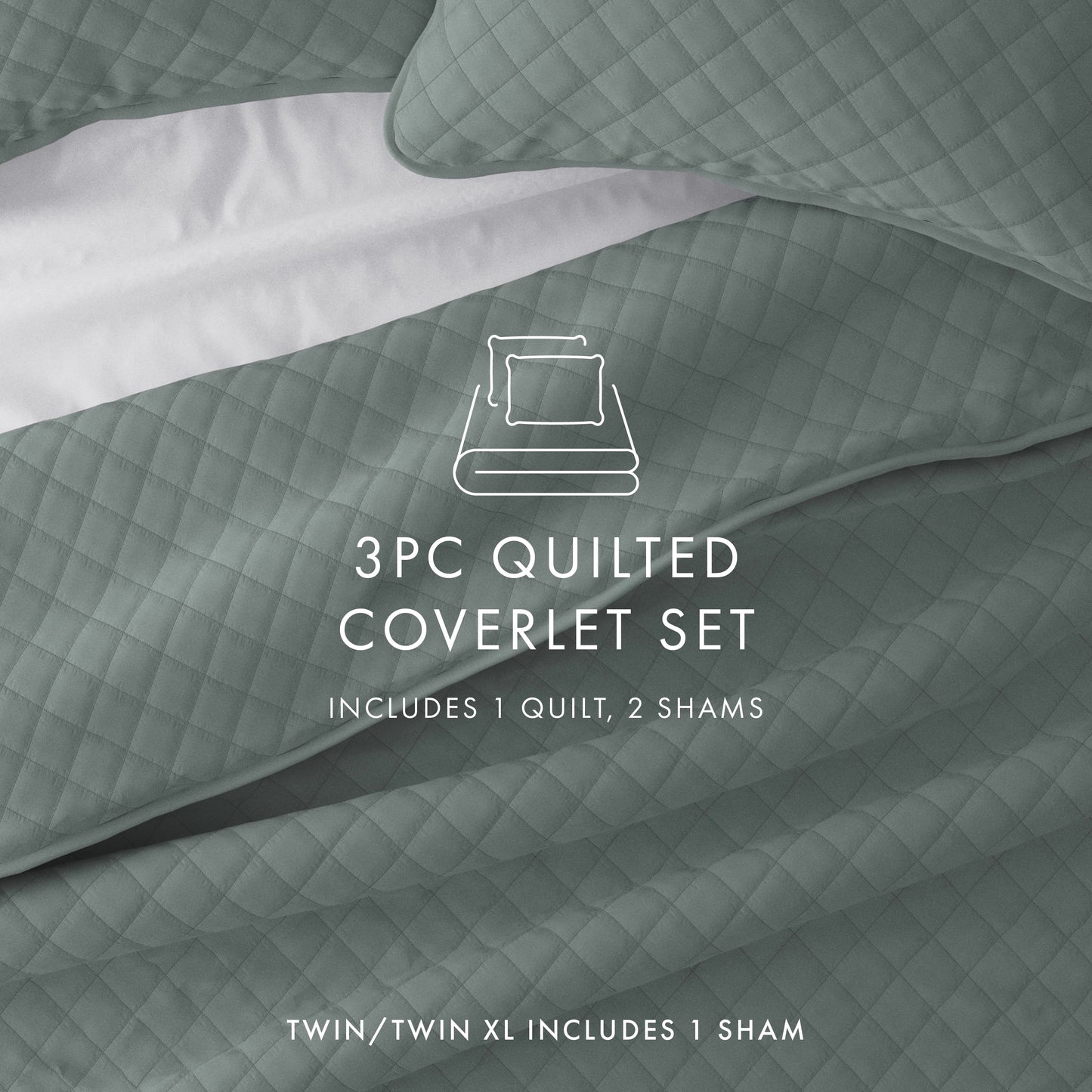 3-Piece Eucalyptus Diamond Quilt Set, Twin / Twin XL