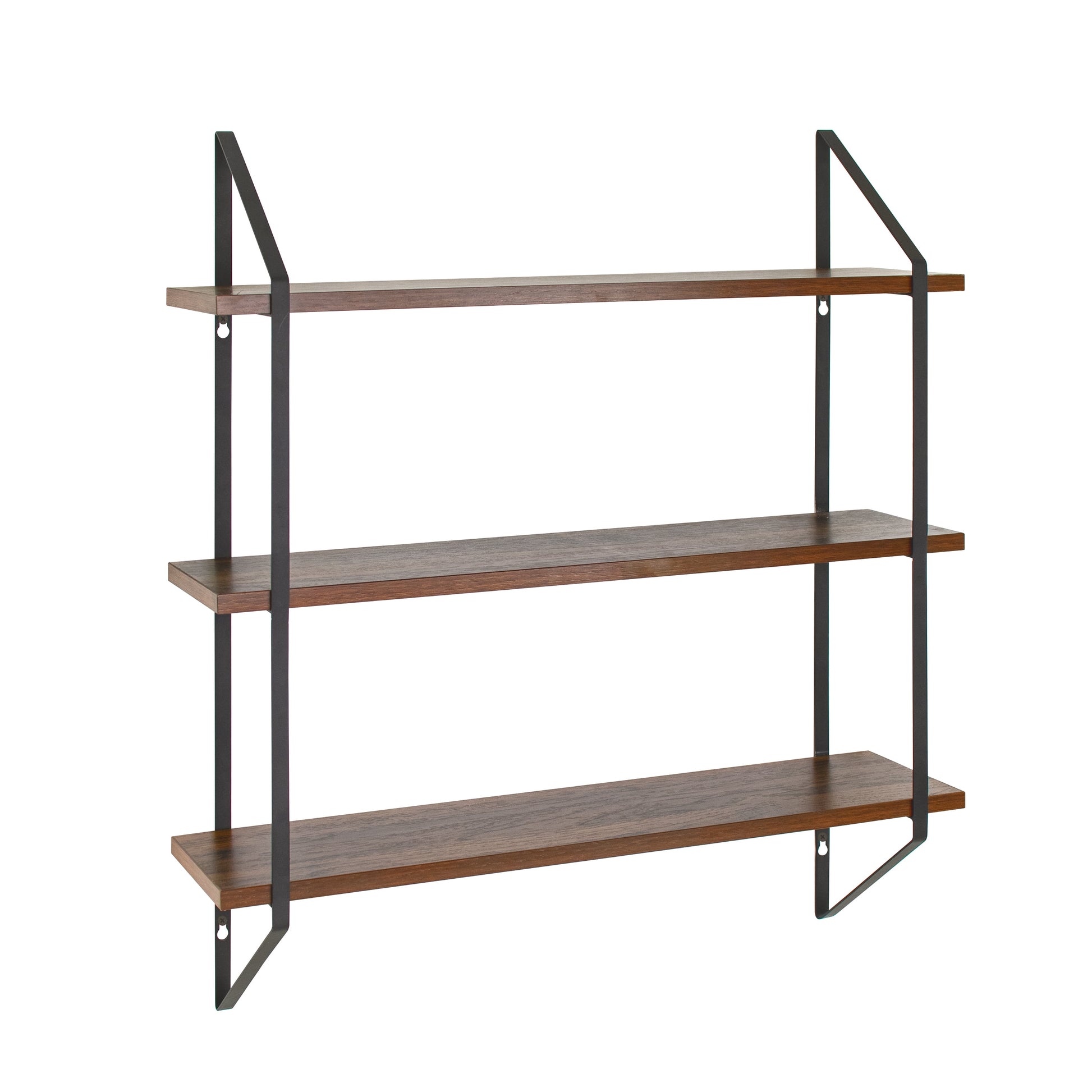 3-Tier 20"W Wood Bracket Shelves, Walnut