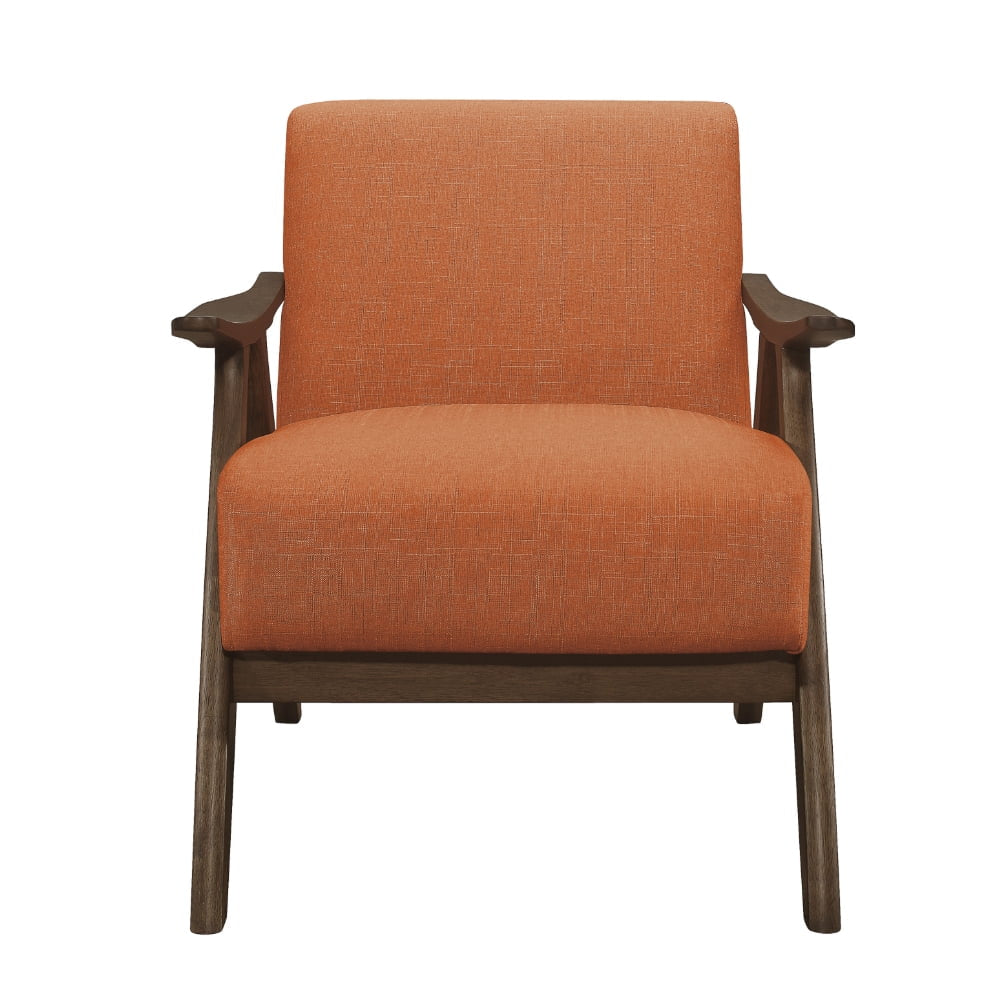 Damala Collection Retro Inspired Wood Frame Accent Chair Seat, Orange