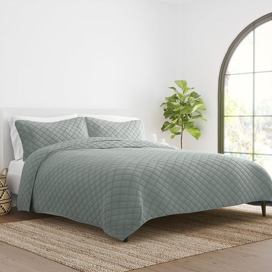 3-Piece Eucalyptus Diamond Quilt Set, Twin / Twin XL