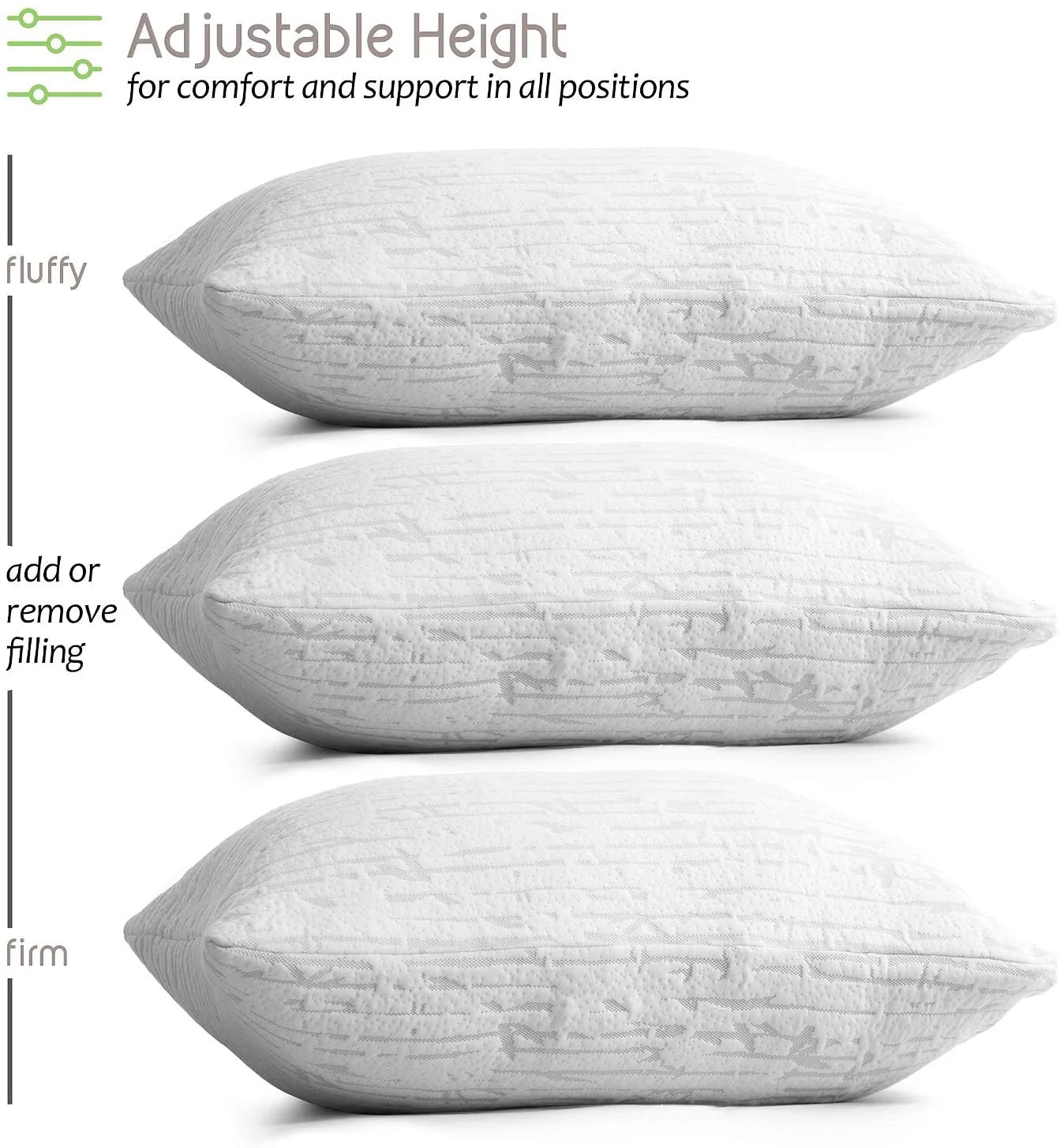 Bed Pillow, Bamboo Pillows for Bed, Queen Size Pillows, 4 Pack