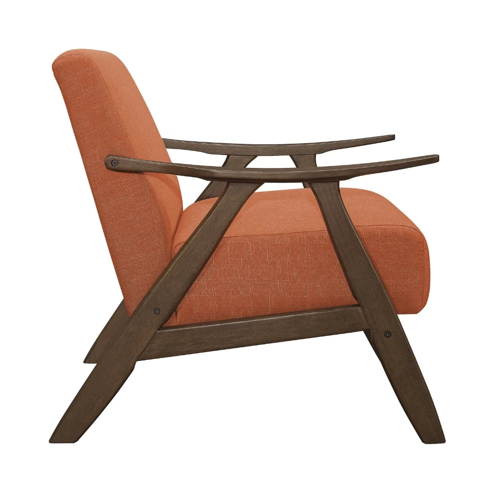 Damala Collection Retro Inspired Wood Frame Accent Chair Seat, Orange